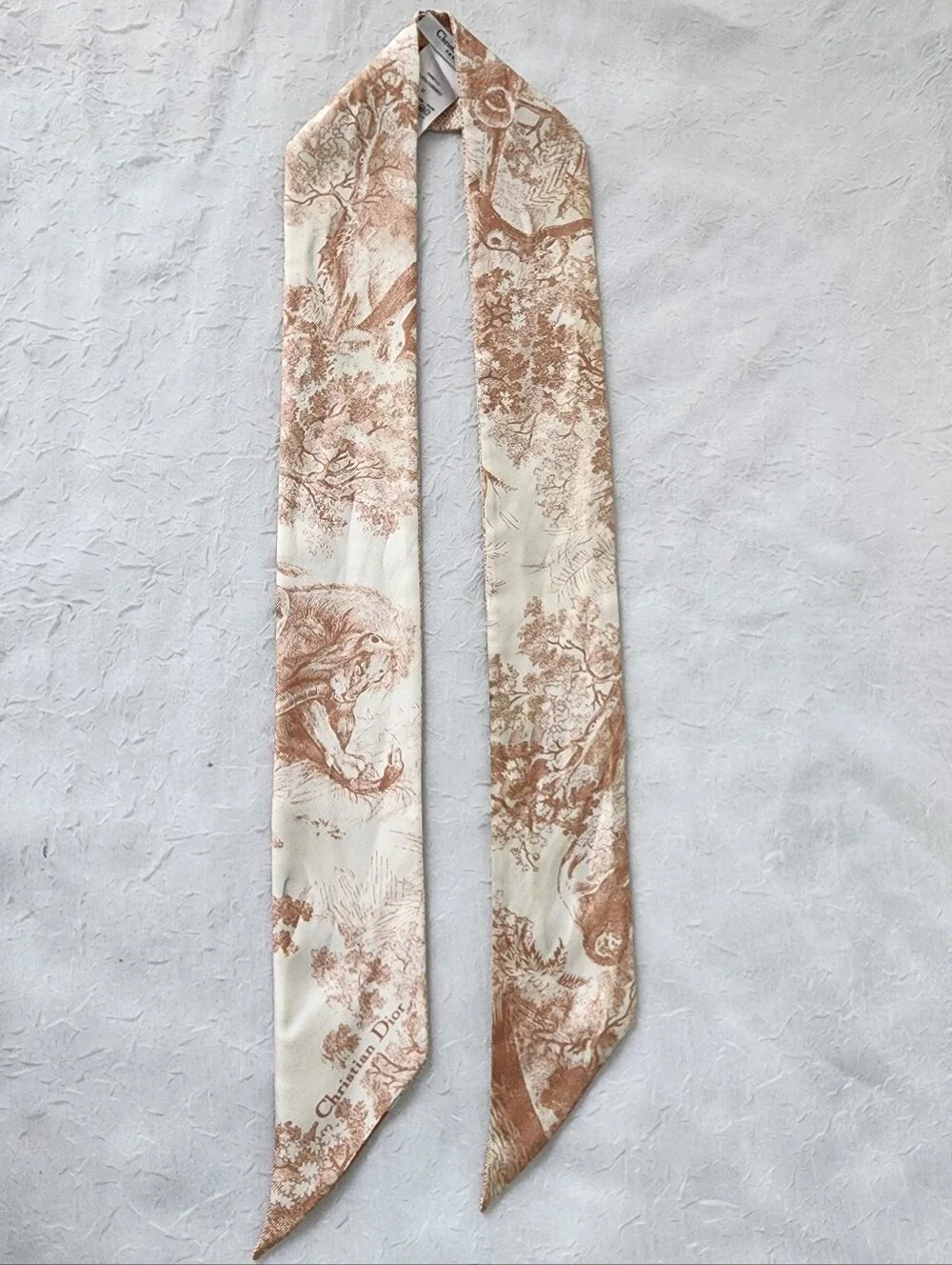 Dior Tan & Cream Silk Bag Scarf